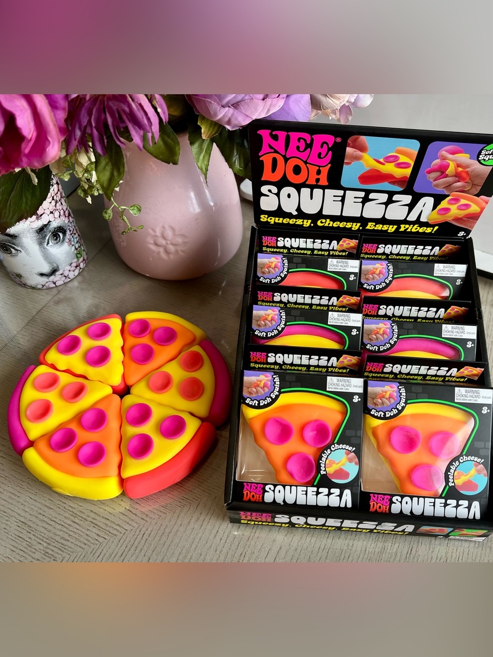 NEEDOH SQUEEZA PIZZA SQUISHY – 6 Pack (6 Pieces). AUTHENTIC